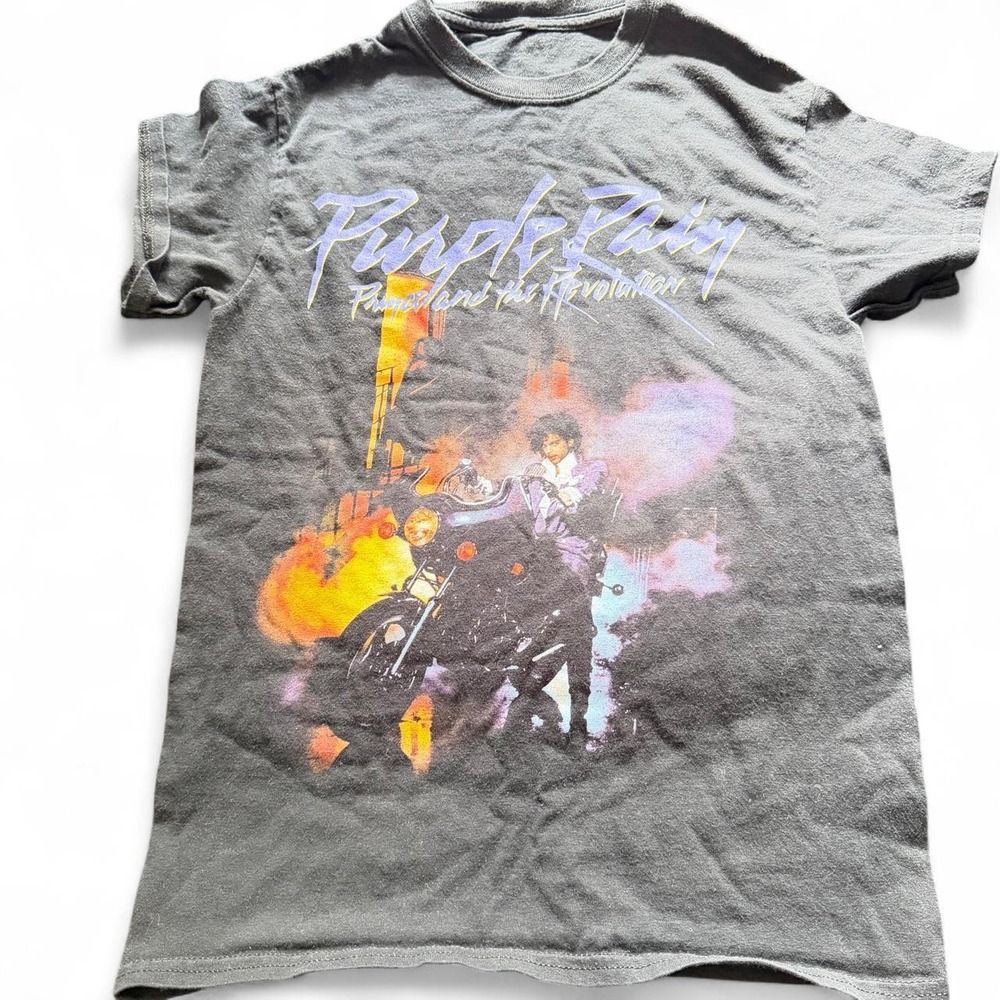 Prince Purple Rain Graphic T Shirt Faded Black Unisex S M